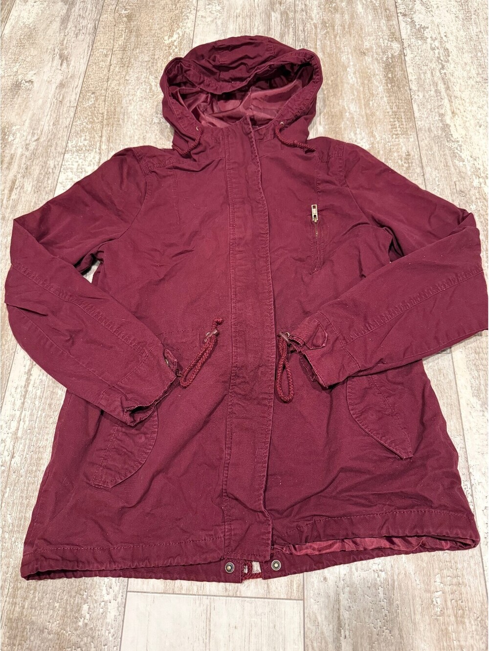 Ambiance L Burgundy Hooded Utility Jacket Anorak Fall